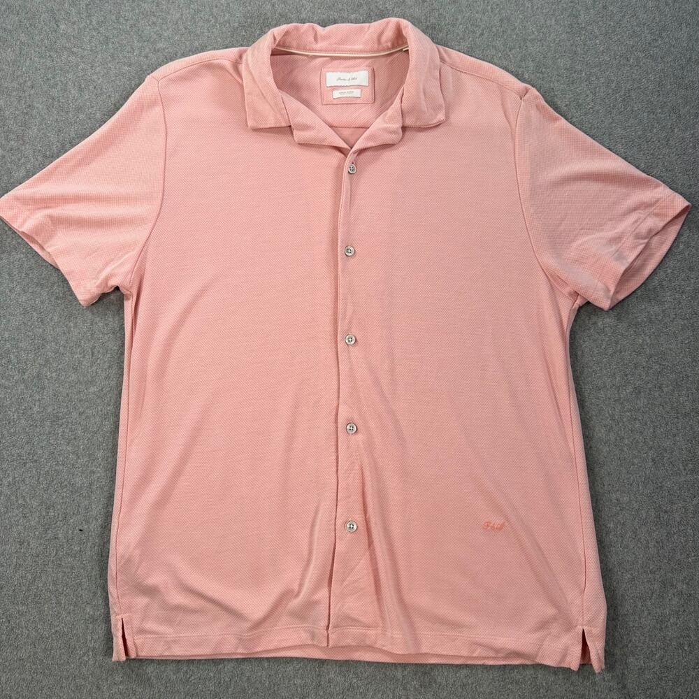 Porter & Ash Short Sleeve Button Up Shirt Men's X-Large Modal Blend Coral Pink